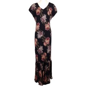 Paradise NY vintage Y2K formal maxi dress dark floral whimsigoth fairy black